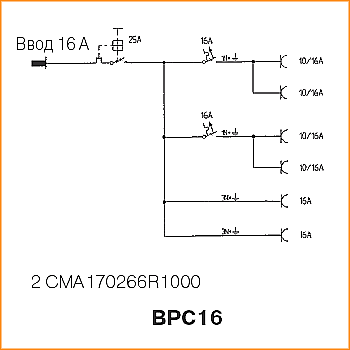 Схема подключения блока с розетками BPC16 ABB