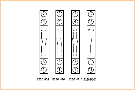 Электрическая схема дополнительных контактов E 250 H